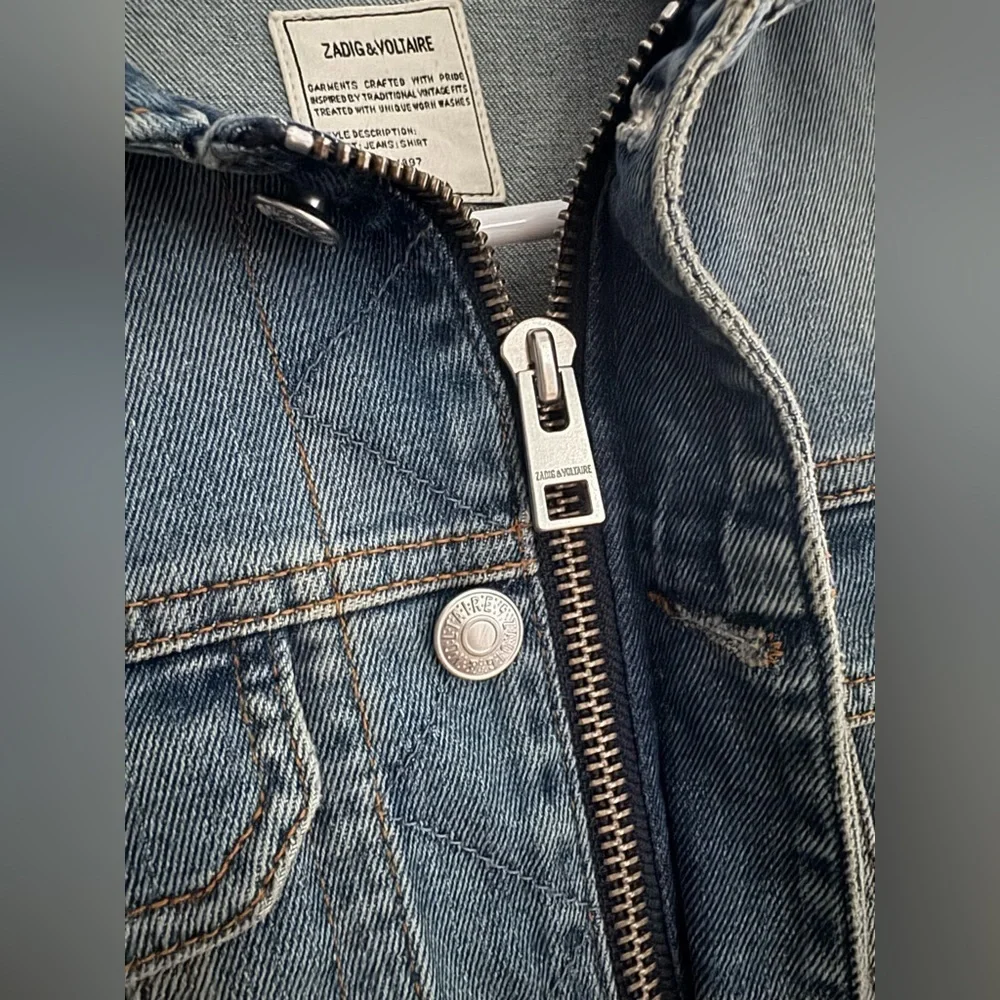 Zadig & Voltaire Light Blue Denim Jacket with Back Graphic Patch